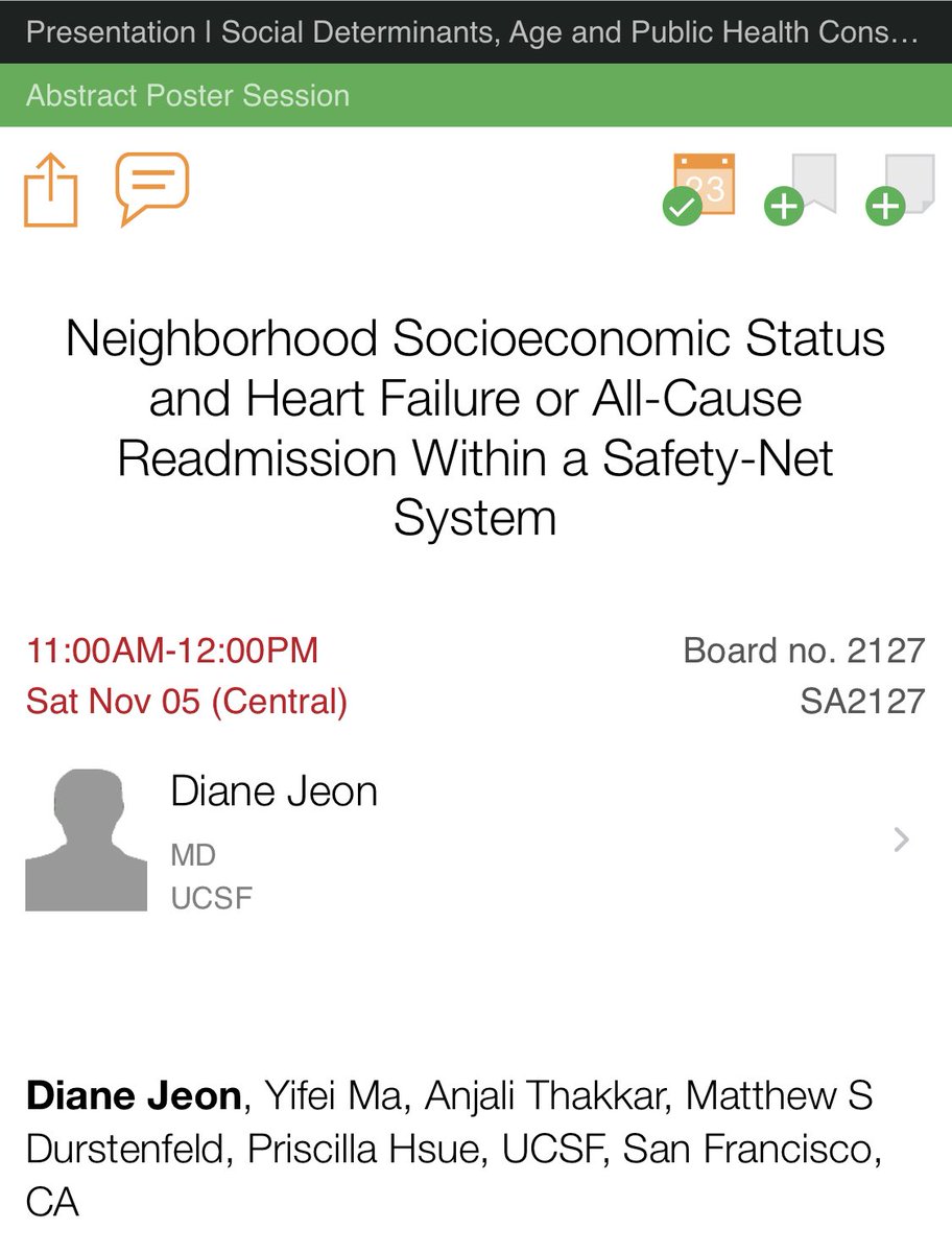 If at #AHA22 please come by our poster on ❤️ heart failure outcomes & Neighborhood Socioeconomic Status in public system led by ⭐️ resident Diane Jeon today Zone 2, Board 2127 11am-12pm #healthequity #disparities ⁦@AHAScience⁩ ⁦@UCSFCardiology⁩ ⁦@ZSFGCare⁩