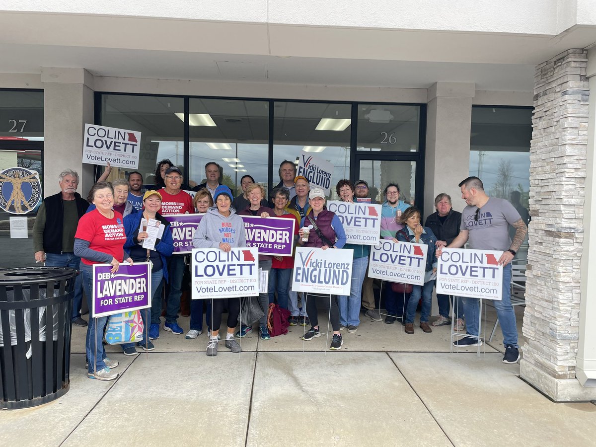 lisadclancy's tweet photo. We ready out here in West County!!!! Go get ‘em @MissouriForward @DebLavender @TeamSamPage @Lovett4MO 👊 https://t.co/DH38znsjFa