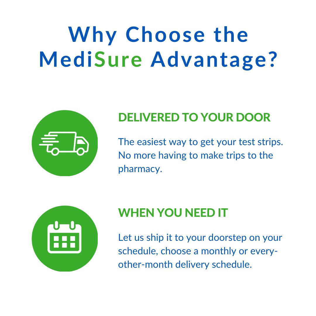1. Delivered to your door!
2. When you need it!

The easiest way to get your test strips! MediSure.ca/Advantage
