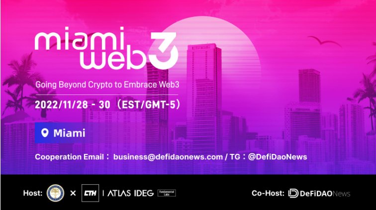 AggregateWorld's tweet photo. On November 28-30, DeFi, Atlas and the Miami Municipal Government will jointly host a super event - "Miami Web3 Summit".
#SocialFi  #DAO
#BNBChain #Binance #Bitcoin #BSCGemAlert  #ETH #Airdrop #NFT  #web3  #DeFi  #IdolsSA https://t.co/cJWjaSPItO