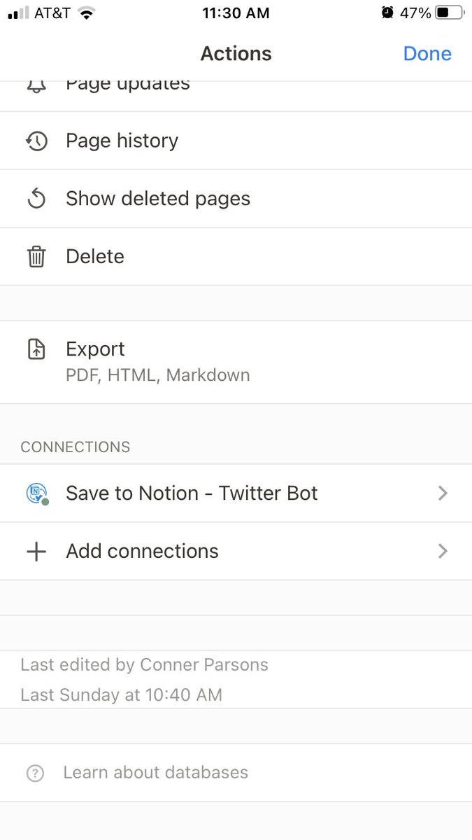 Crp88's tweet photo. @SaveToNotion Sorry- how do I do that? Per the screenshot below, you’re connected to my Tweets database https://t.co/IeDVqWR6ws
