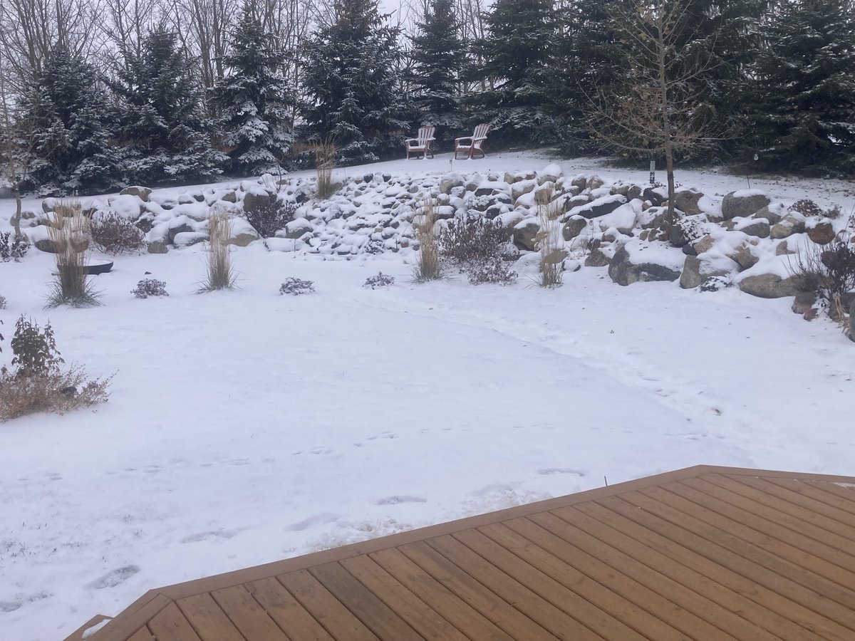 Snow on the rocks before the Alberta Clipper arrives here shortly