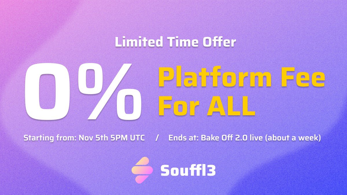 We all want Bake Off 2.0 to go live asap, but TRUE fully on-chain innovation takes time. We hope this special promotion will accompany you through this waiting time!
