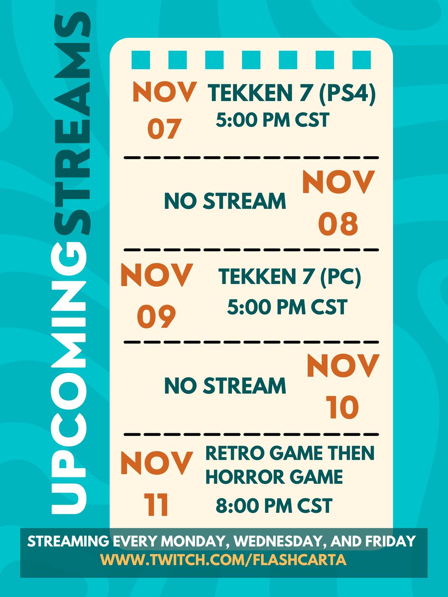 Finally back in the streaming world! I will be streaming Mondays, Wednesdays, and Fridays! Wednesday will be Tekken while other days will change! Poppa Driver will return too! He's back from long extended vocation! 

twitch.com/flashcarta

#twitchstreamer #streamercommunity