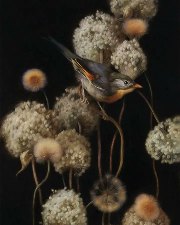 Ode to a Nightingale...what a stunning painting by Ukrainian artist Angelina Holembivska. I find myself drawn more and more to the fascination and beauty of still life. 

Japanese Nightingale
Oil on canvas
50x30cm

#beautifulbizarre #bird #birdpainting #contemporarystilllife