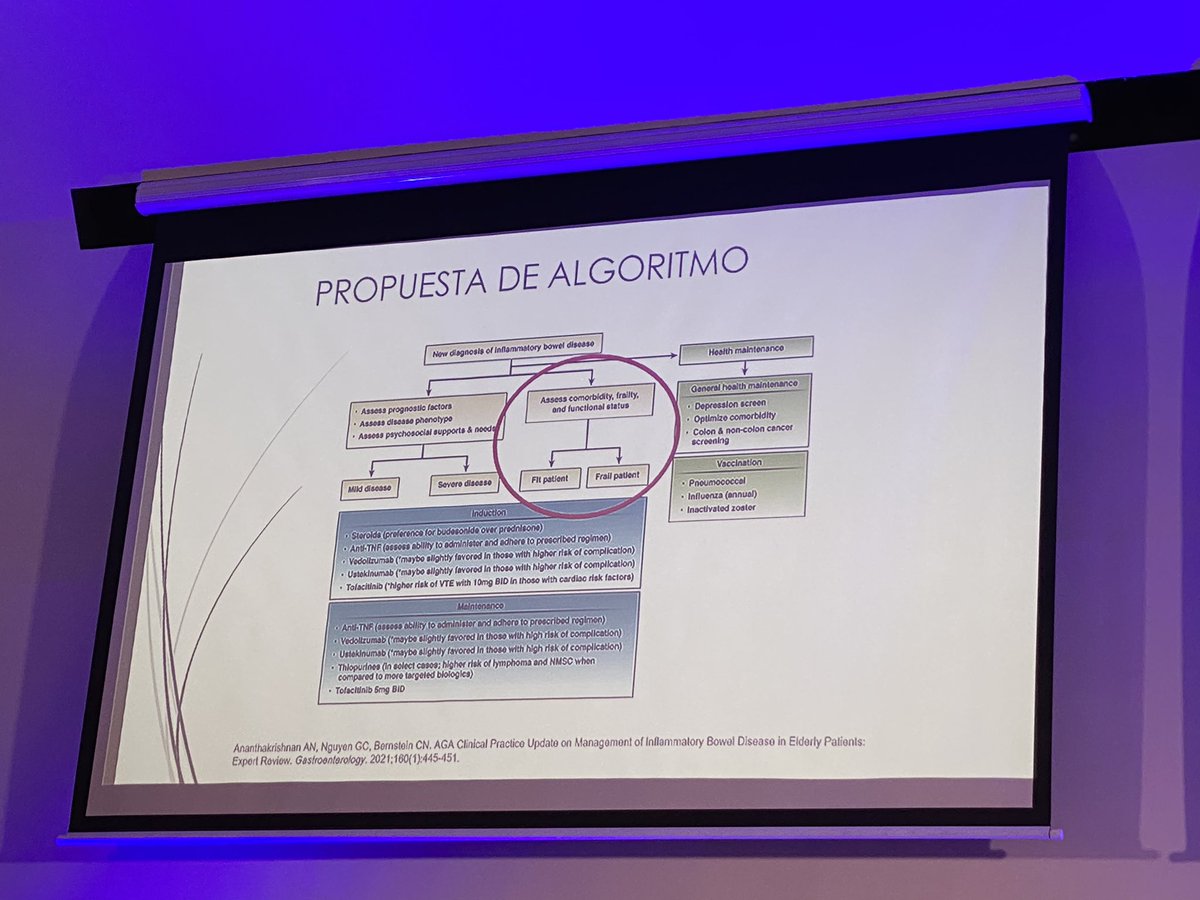 DCharabaty's tweet photo. . @DigestivoVigo How to approach #IBD #EII in elderly 

@DiegoCasas8 highlights 

⬆️Dis burden (eg Fecal incontinence)

⬆️Side effects of IBD Meds

💊Non-IBD Polypharmacy 

⚠️Overuse of steroids

💪🏽Assess frailty when determining 🎯of care &amp; IBD therapy 

🔑Proposed algorithm 👇🏽 https://t.co/mr8YEkfj1U