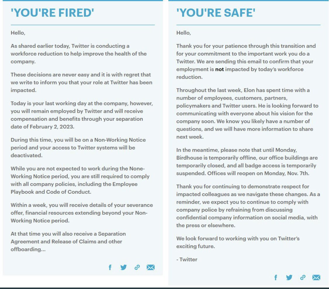 일론 머스크가 트위터 직원들을 해고한 방식이 밝혀졌습니다. 문제는 해당 방식이 캘리포니아 노동법뿐만 아니라 미국 연방 노동법에도 위반된  것일 수 있다는 겁니다. 머지 않은 시기에 조사가 착수될 것이라고 합니다.