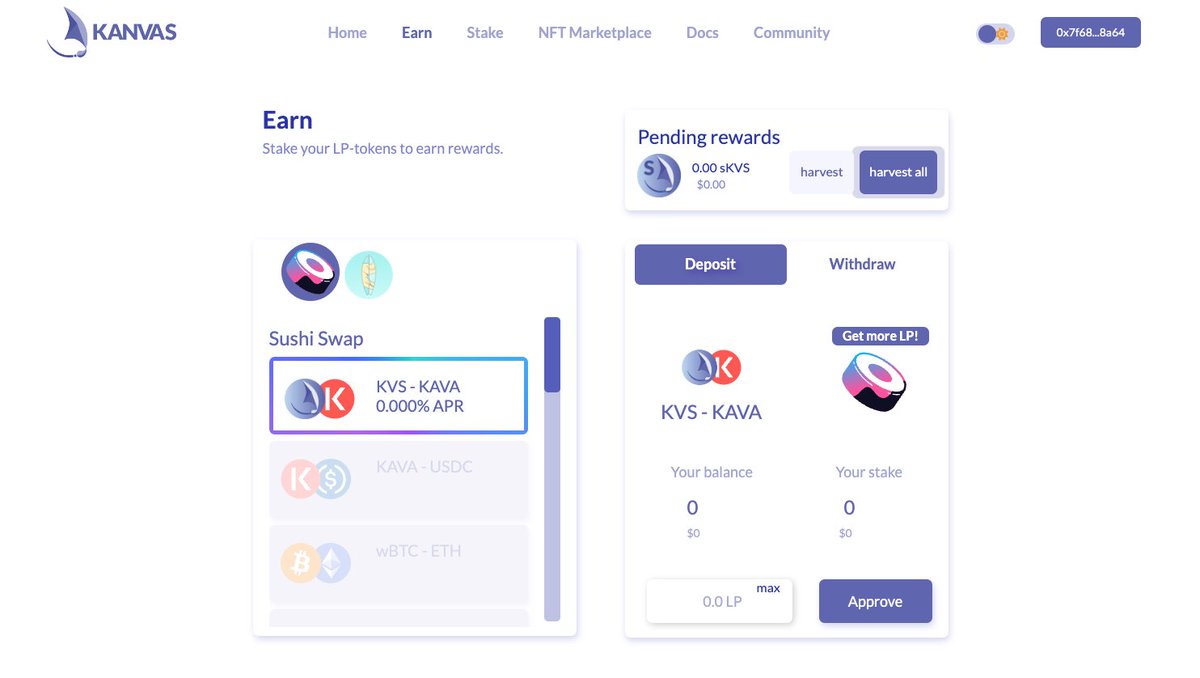 KanvasTrade's tweet photo. We’ve updated the farms. We now have @SushiSwap farms in the yield-aggregator! 🎉

#SUSHI #Kava $KAVA https://t.co/wIPrkbimFP