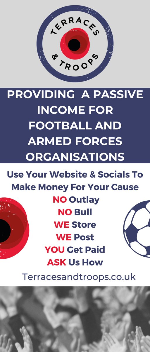 terracestroops's tweet photo. Got a website or socials in the niche of #Football or #ArmedForces #Veterans ? Earn money with it by promoting our #Merch on your page. Generous #Comission for #AffiliateMarketing #AffiliateProgramme Support our project and make some for your own cause. #TogetherStronger https://t.co/MvsYu4BuQC