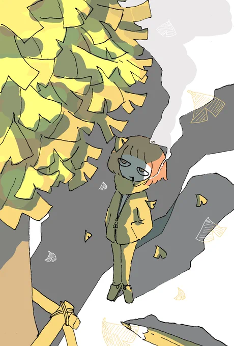 ワンドロお題 紅葉#お絵描き #イラスト 