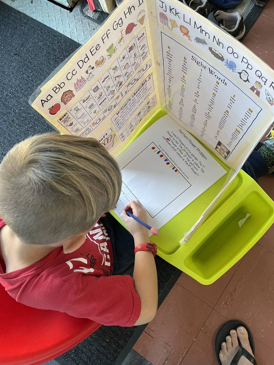 mrsbowesteaches's tweet photo. On Friday students worked through a pattern word problem. Students had to figure out what colour the 11th flower in my garden would be if I had red, yellow and blue flowers. #patterns #wordproblems #extendyourthinking https://t.co/CxOlEbpXlk