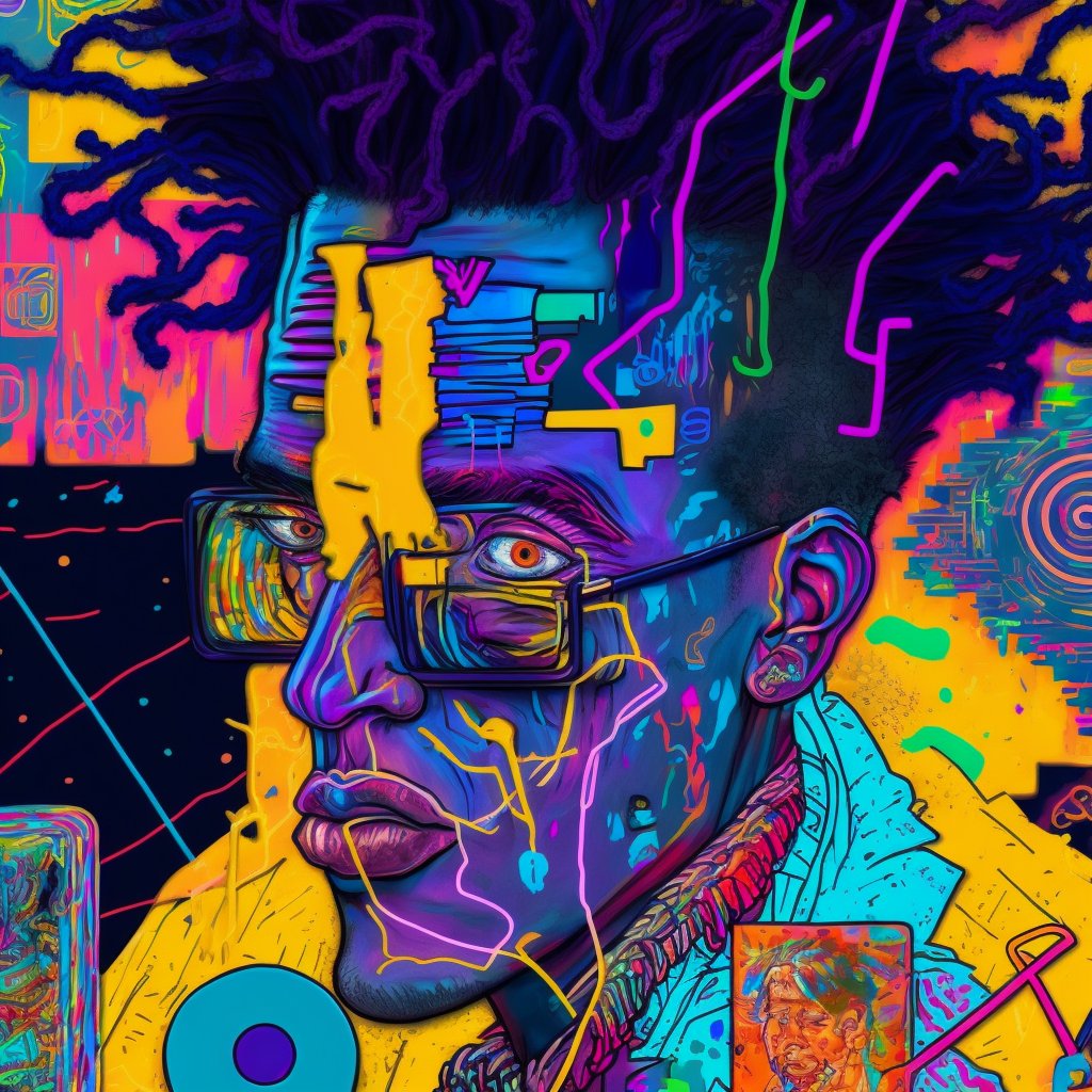 Our art style is heavily inspired by the great Jean-Michel Basquiat 🎨

#NFTs #AIrt