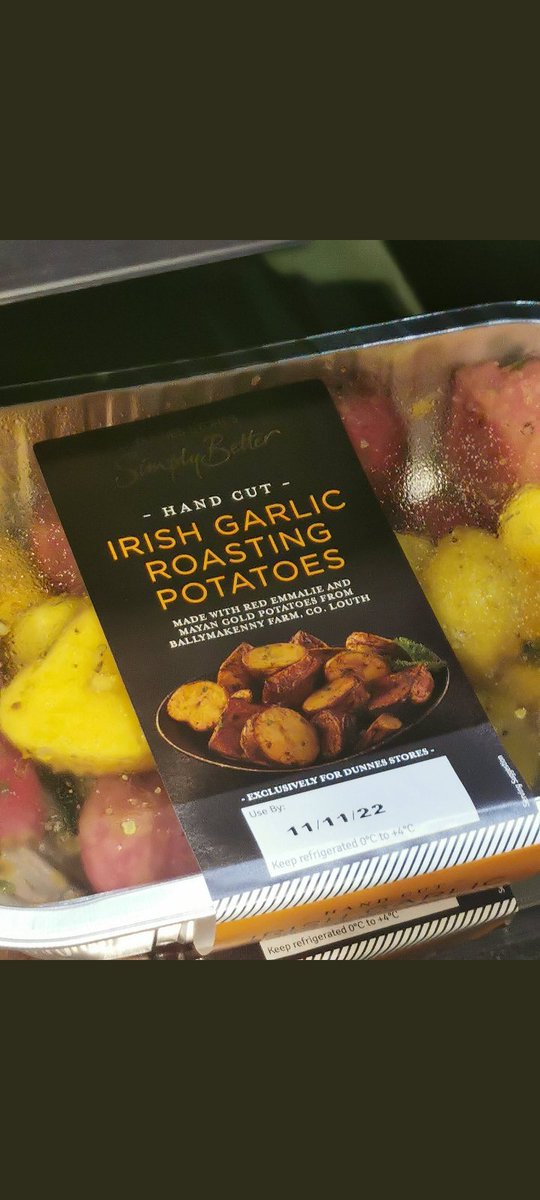 Back on the shelf <a href="/dunnesstores/">Dunnes Stores</a> The <a href="/SimplyBetterDS/">Simply Better at Dunnes Stores</a> Irish Garlic Roasting potatoes featuring our very own #RedEmmalie and #MayanGold potatoes Our 3rd season and ot only works because you lovely peoole buy them 🥰 Thanks to <a href="/conorhcasey/">Conor Casey</a> for the pic..