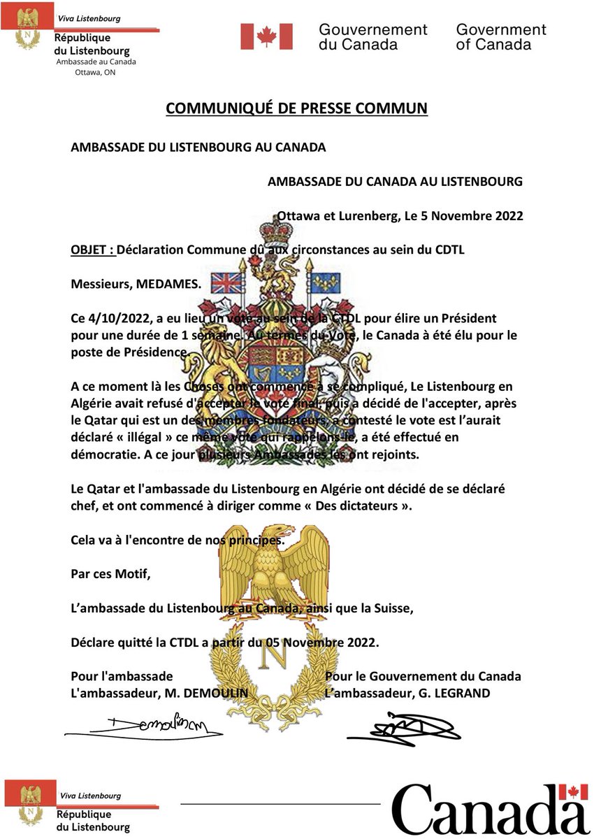 Ambassade du Listenbourg au Canada ✪ tweet media