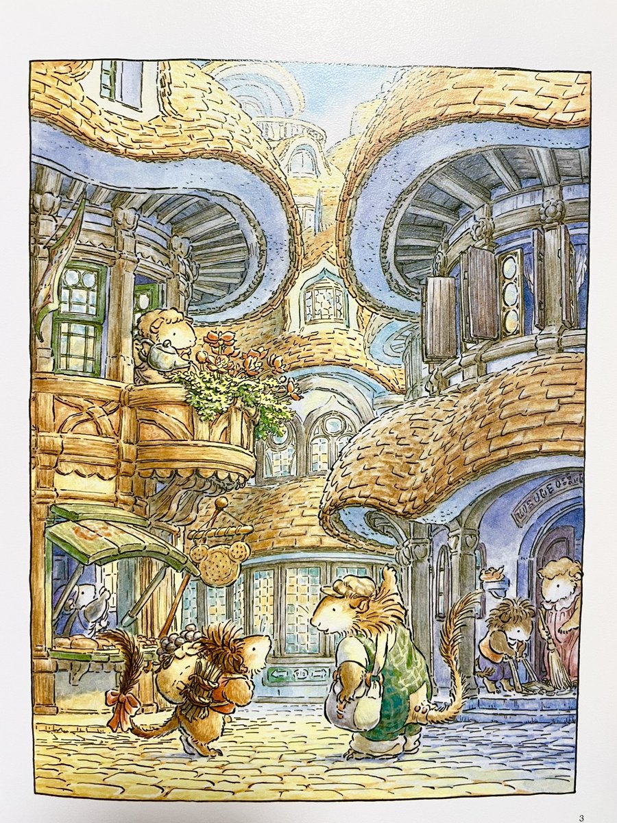 #奇妙な街の鳥たち
【作品裏話④】
「変化の街」の街並みは、ジブリアニメーターで絵本作家の二木真希子さん著『小さなピスケ』シリーズに出てくる街から強い影響を受けています。

店内装飾や小物などはアール・ヌーヴォーも参考にしています。
時間があればもう少し描き込みたかったですね… 