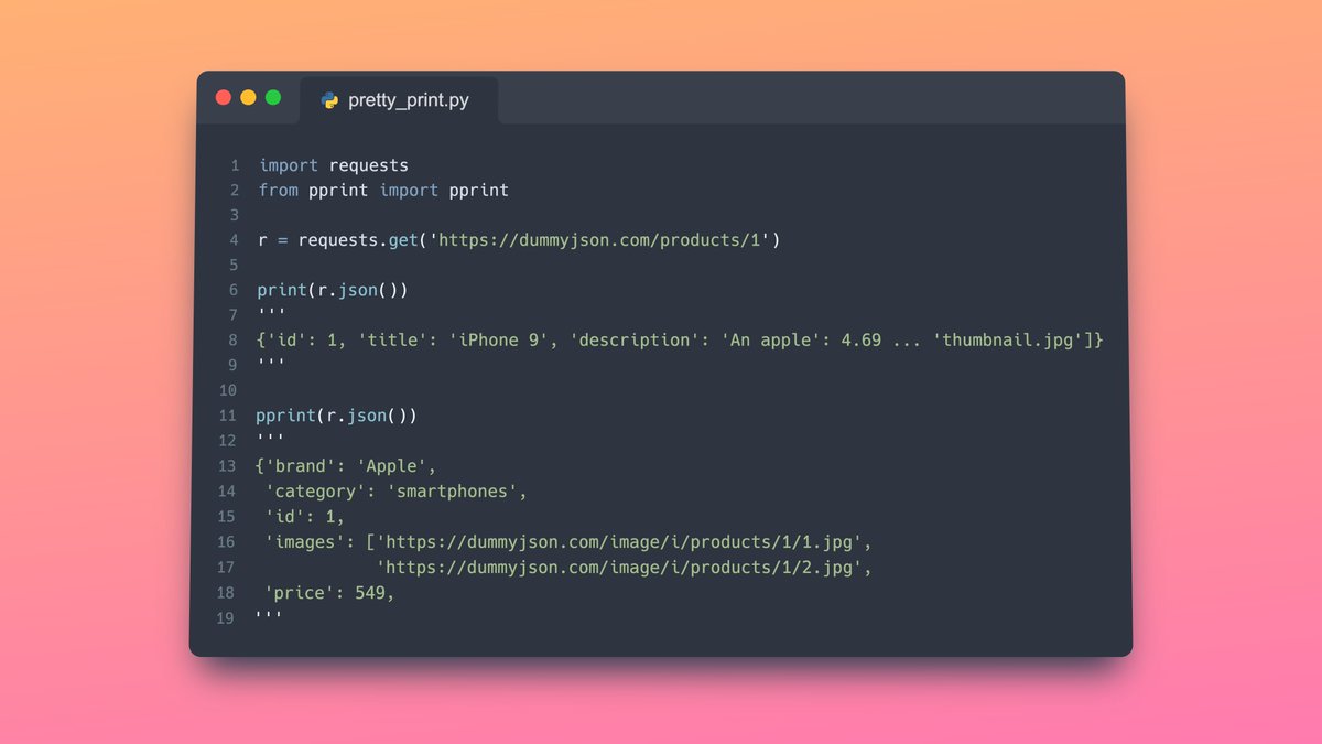 PrasoonPratham's tweet image. Python Tip 🐍 

There's a really cool Python library called 'pprint' that prints clean, formatted data instead of putting it all in one line.