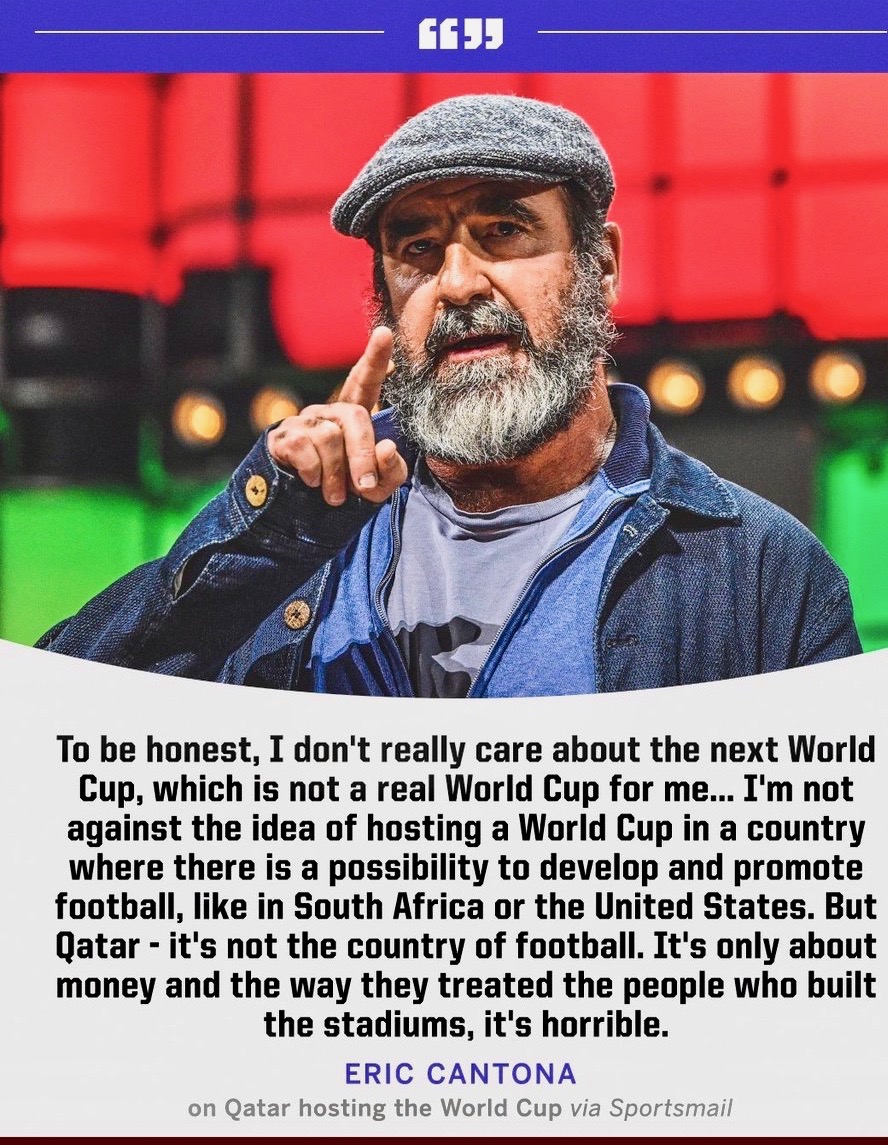 Be more Cantona #WorldCup #GaryNeville #GaryLineker #Beckham #Qatar #womensrightsarehumanrights #moderndayslavery