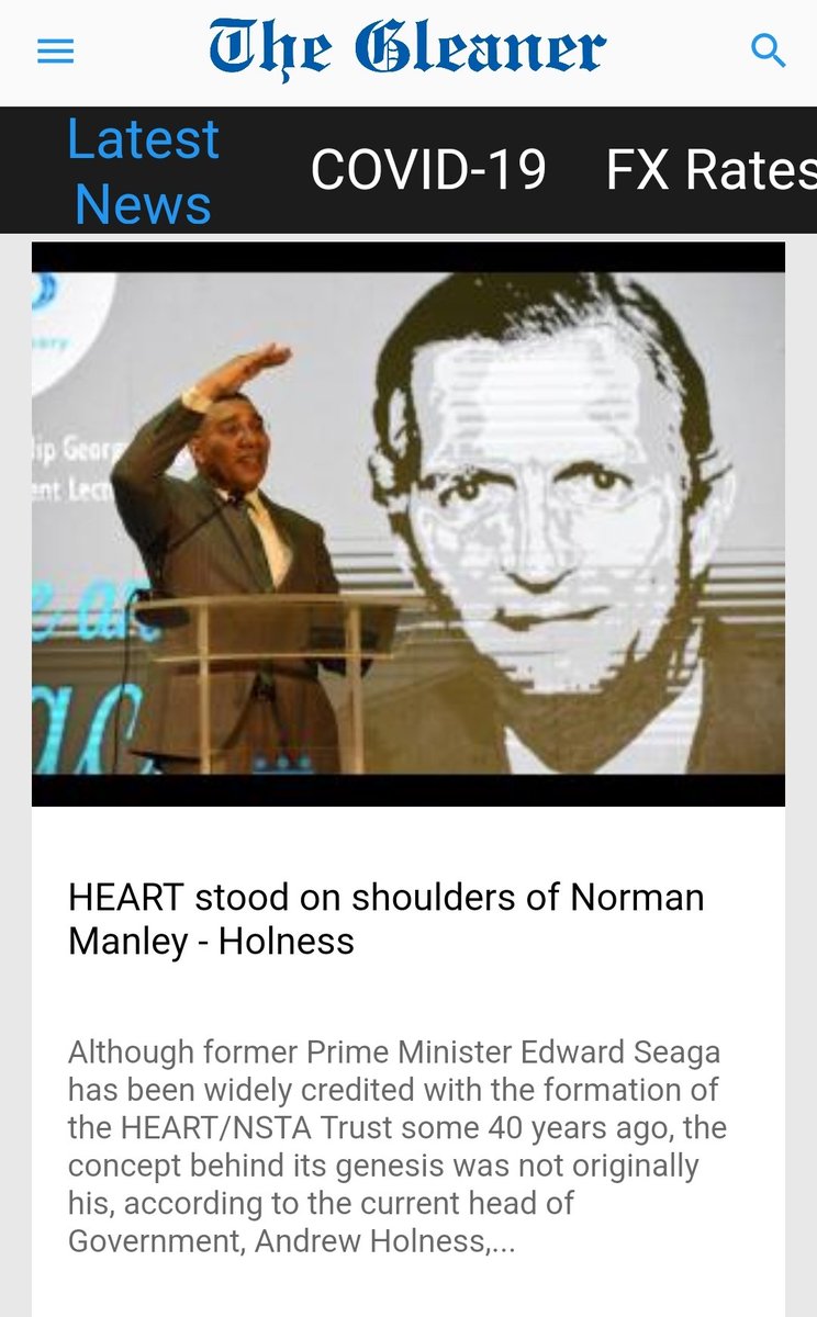 2Brushie's tweet photo. What a revelation! The one idea I thought the JLP had is plagiarism.
After 40 years, naming of the HEART Building Edward Seaga and numerous Manifesto boasts, the government confesses that HEART was not Mr. Seaga's idea but Norman Manley, PNP Daddy.
Take his name off the building. https://t.co/PnXEE4D0tD