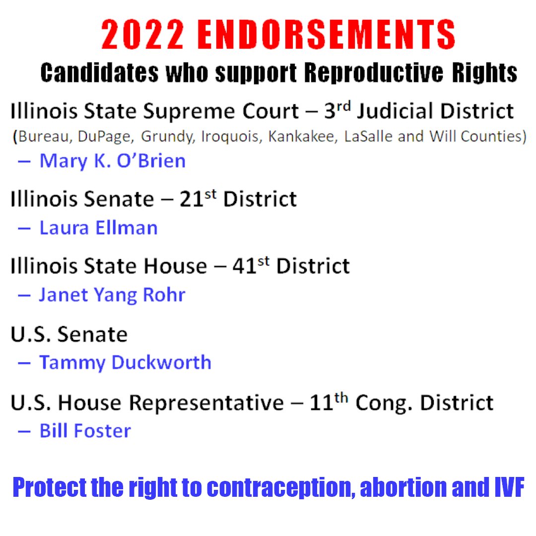 It is time to vote #Naperville 
<a href="/IVF_1/">IVF1-Randy Morris MD</a> endorses candidates based on their views toward #fertility, #contraception and #abortion 
If you want your daughters, spouses or sisters to be able to control their onw bodies and decide on their own healthcare then here are your candidates