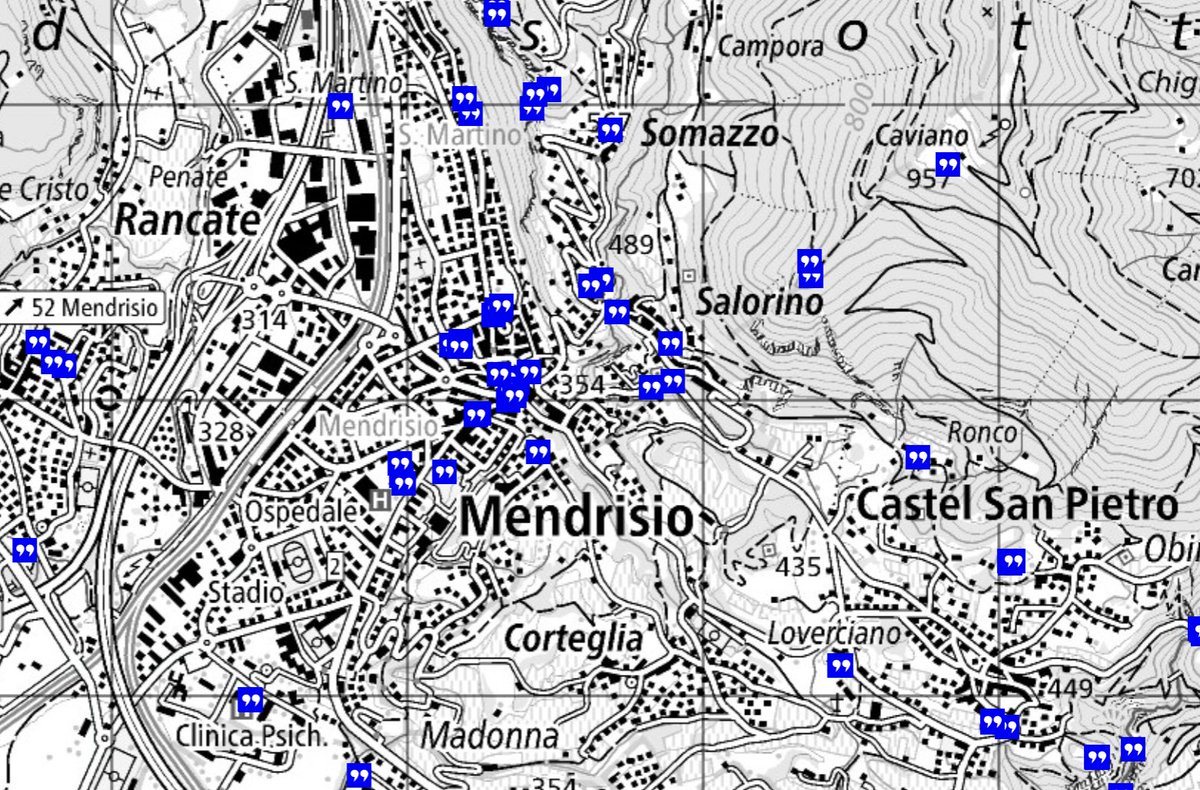 OpendataCH's tweet photo. Team 13 is improving the interactive "Mappa Letteraria" of the Cultural Observatory of the Canton Ticino, linking the georeferenced literature quotes with additional data from @wikidata and @WikiCommons 🌍📚 > https://t.co/4tQ84QT8vg #GLAMhack2022 @supsi_ch @WikimediaItalia https://t.co/TL8iTtMu2u