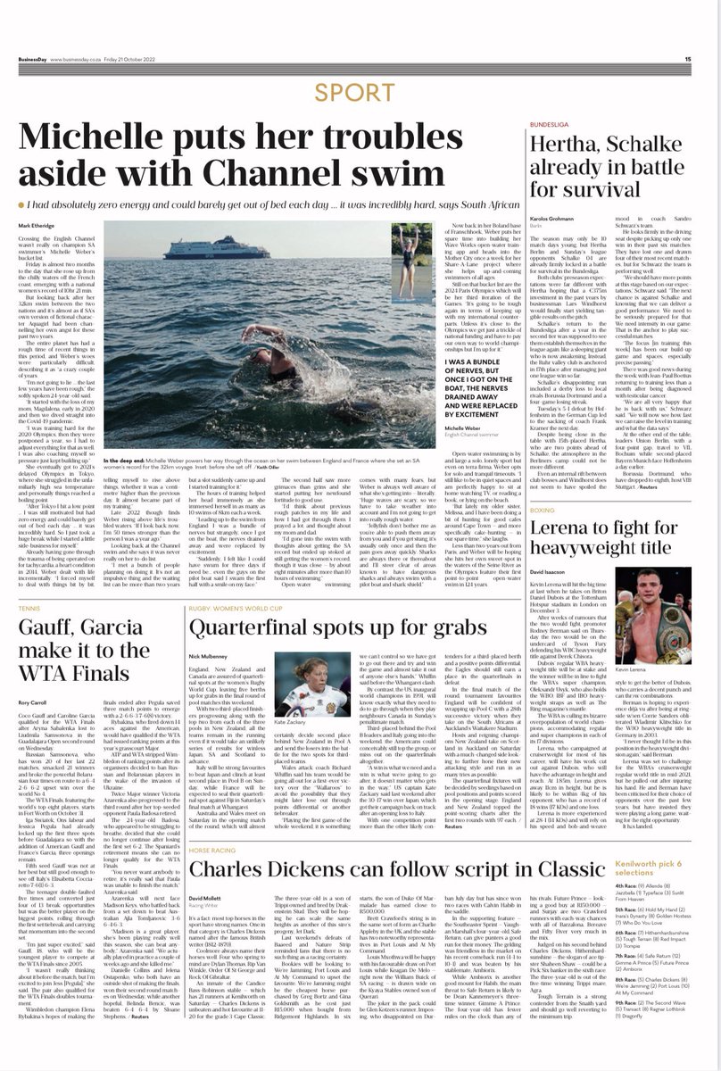 Thank you Business Day for taking the time to write about my journey about swimming the English Channel. Loved every second of being able to share my story with you. 

Read the full article below 🙂 

businesslive.co.za/bd/sport/other…