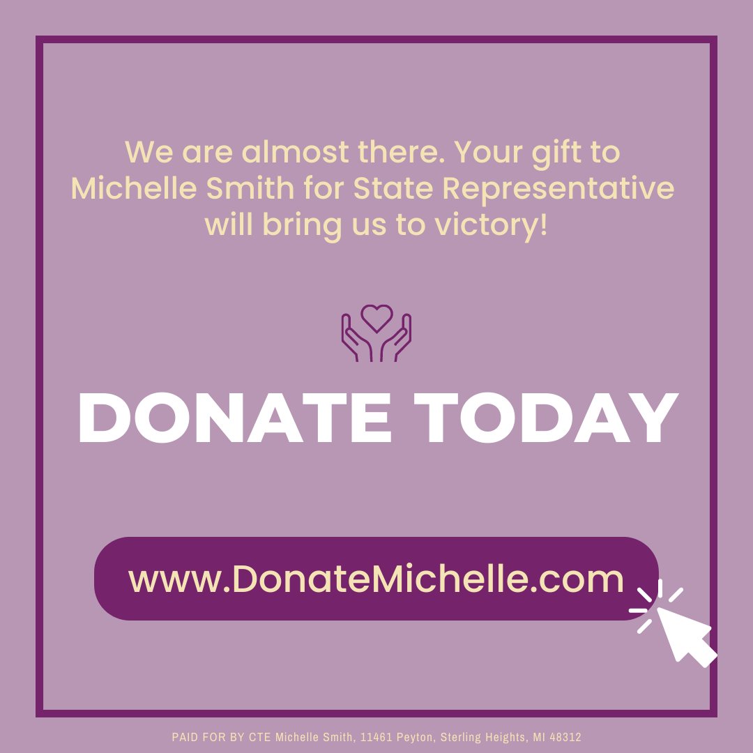 MSmithforMI's tweet photo. Help us pass the finish line by donating your best gift today!
Visit https://t.co/XsolrBt1Uc to give securely online. https://t.co/jj948csW7O