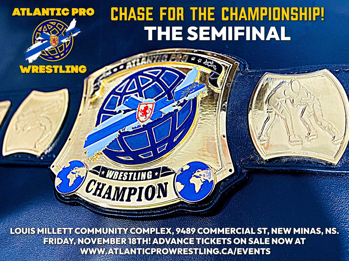 We're less than two weeks away from the Chase for the Championship! Semifinals, so secure your seat to witness who will move on to the finals wrestling fans!

Advance tickets on sale!

atlanticprowrestling.ca/events

#prowrestling #indywrestling #supportmaritimewrestling #NovaScotia
