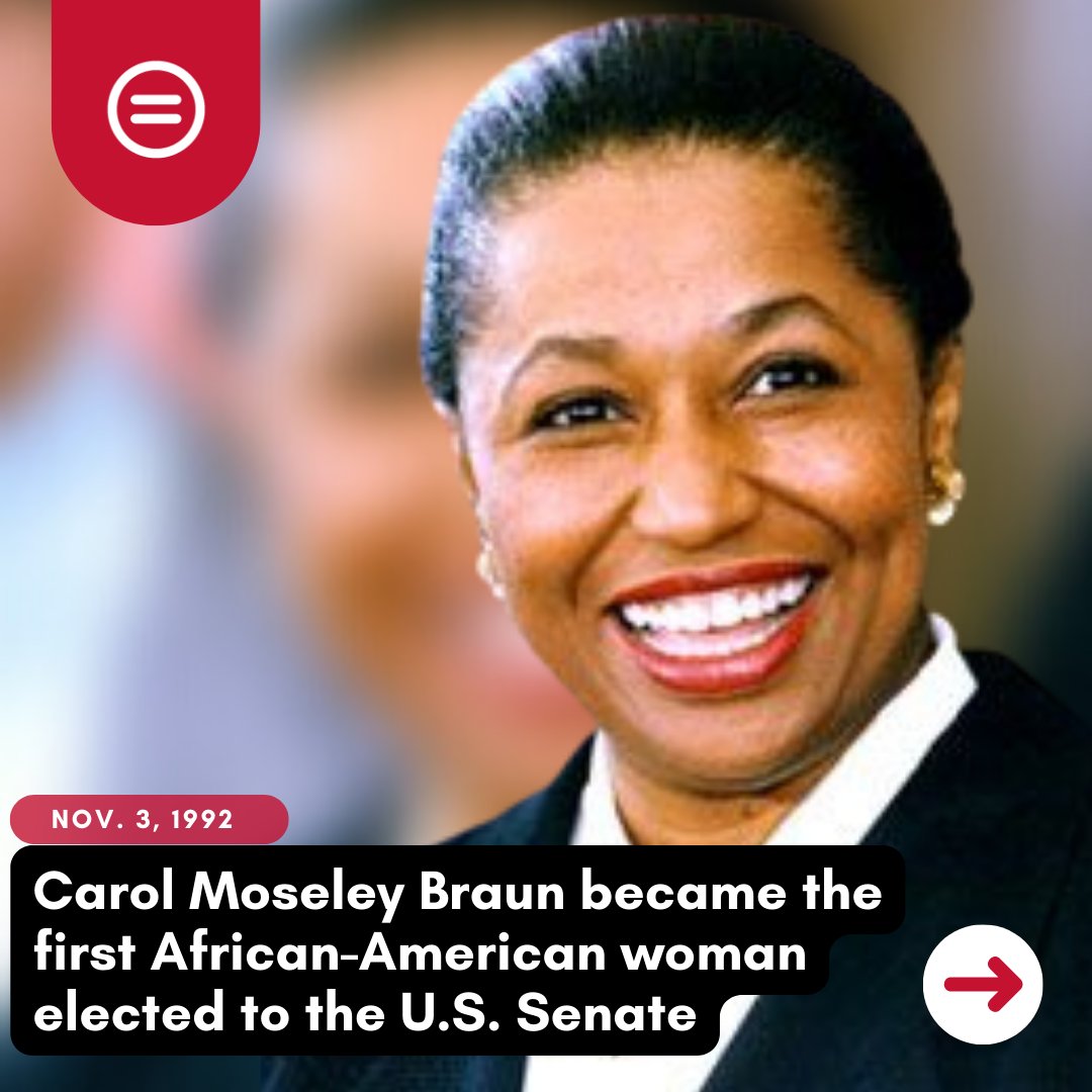 On this day in 1992, Carol Moseley-Braun became the first African-American woman elected to the U.S. Senate, 1 of the 11 Black Senators our country has ever had. Once Sen. <a href="/KamalaHarris/">Kamala Harris</a> became <a href="/VP/">Vice President JD Vance</a>, our Senate again has no Black women. (1/2) #ReclaimYourVote
