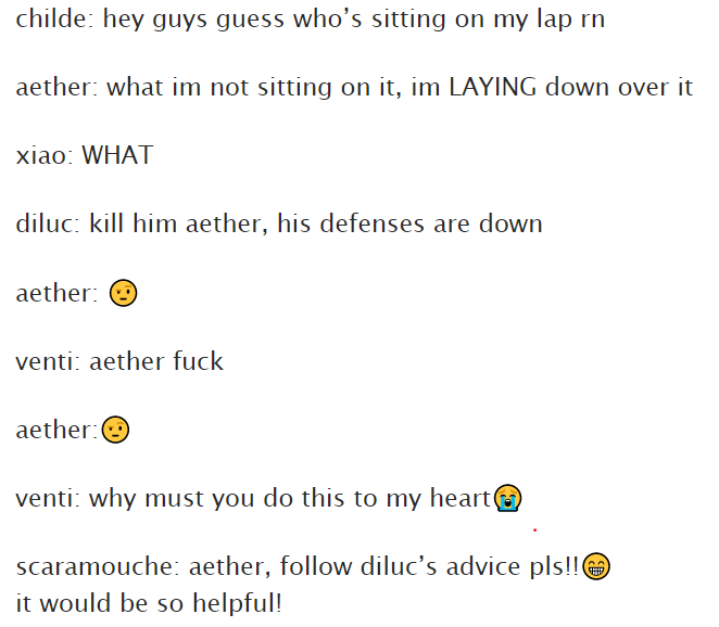 ClipsHills's tweet photo. realized i never promoted my chatfic lol here its been updating over the months we r on chapter 19!!

#allxaether #aetherharem https://t.co/8wuXVCTvSI