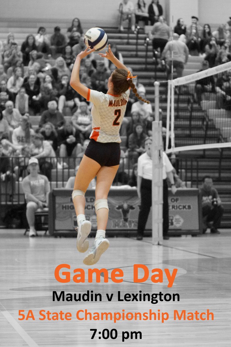 Game Day!!! Come support your Lady Mav's as we compete for our first state title tonight @ 7:00pm. <a href="/Mauldin_Athl/">MAV LAND Athletics 🐂</a> <a href="/Mauldin_High/">Mauldin High School</a> #setter #teamwork