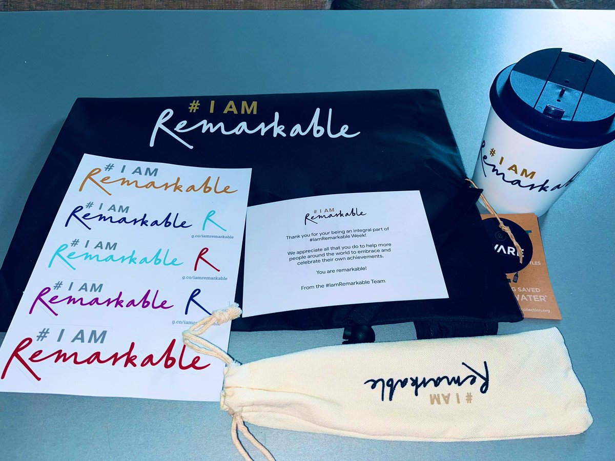 Started my day today with these beautiful gifts 🎁 from <a href="/IamRemarkable_/">#IAmRemarkable</a> . My first gifts as an #IamRemarkable Facilitator and I’m grateful 😇 

Cheers 🥂 to doing more together ✨👏👏 and THANK YOU. 

 #selfpromotion 
#iamremarkable
