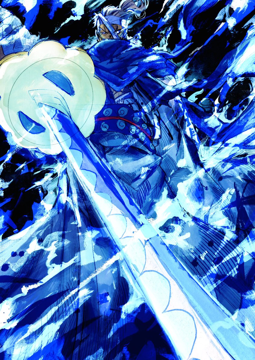 1boy solo male focus weapon sword cape blue cape  illustration images