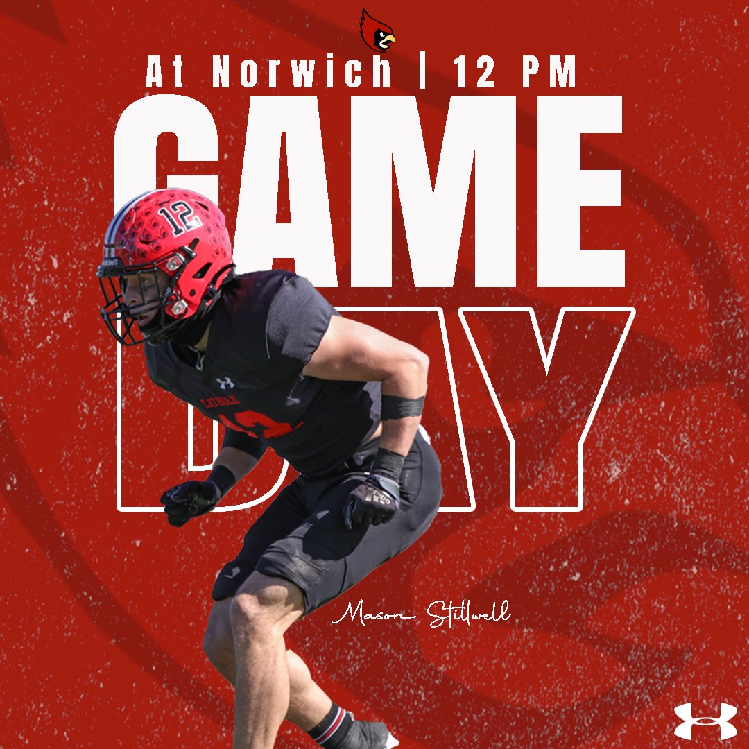 CatholicU_Cards's tweet photo. Back in action after the bye week, @CatholicU_FB looks to remain unbeaten in @NEWMACsports play at Norwich. 

🆚Norwich
📍Northfield, Vt. / Sabine Field
📊https://t.co/ABjAHHlR8b
📺https://t.co/TOP4NbbBaQ

#ThisIsCatholicU https://t.co/Q0KZwekAfQ