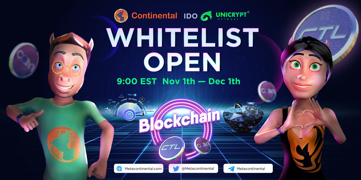 🟠Continental Ⓜ️Metacontinental (@metacontinental) on Twitter photo 🎉 We are pleased to announce the CONTINENTAL IDO token on UNICRYPT!
✅ app.unicrypt.network/amm/uni-v2/ilo…
🏃To be Whitelisted for first 800 spots go to Gleam and GF giveaway :
✅gleam.io/DOB8T/continen…
✅forms.gle/94DHTexyusyXhH…
📢Marketing plan
✅ metacontinental.gitbook.io/welcome-to-git…
#WLGiveaways 🎉 We are pleased to announce the CONTINENTAL IDO token on UNICRYPT!
✅ app.unicrypt.network/amm/uni-v2/ilo…
🏃To be Whitelisted for first 800 spots go to Gleam and GF giveaway :
✅gleam.io/DOB8T/continen…
✅forms.gle/94DHTexyusyXhH…
📢Marketing plan
✅ metacontinental.gitbook.io/welcome-to-git…
#WLGiveaways