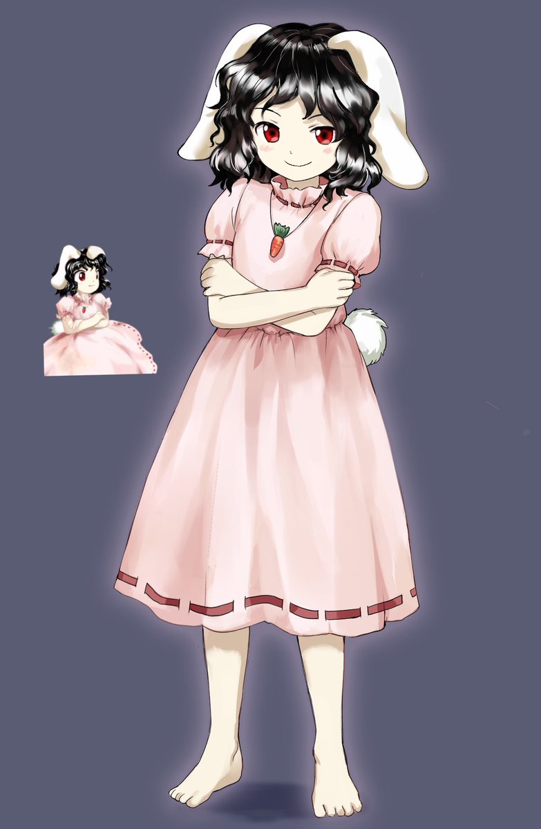 inaba tewi jewelry 1girl rabbit ears animal ears necklace carrot necklace tail  illustration images