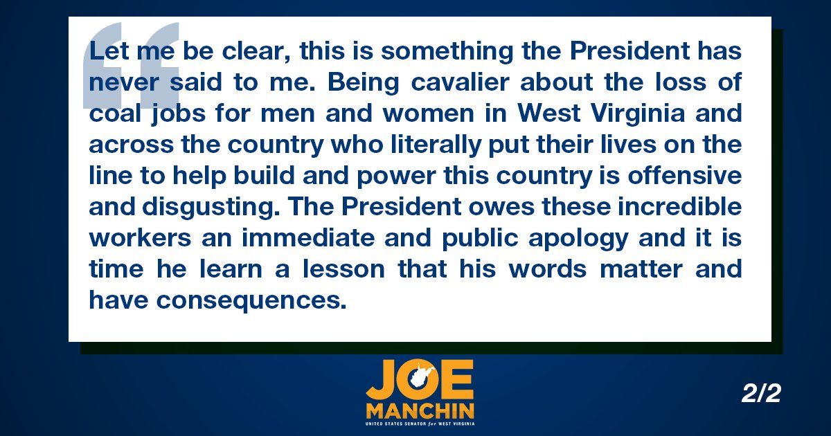 My statement on comments President Biden made about shutting down coal plants: