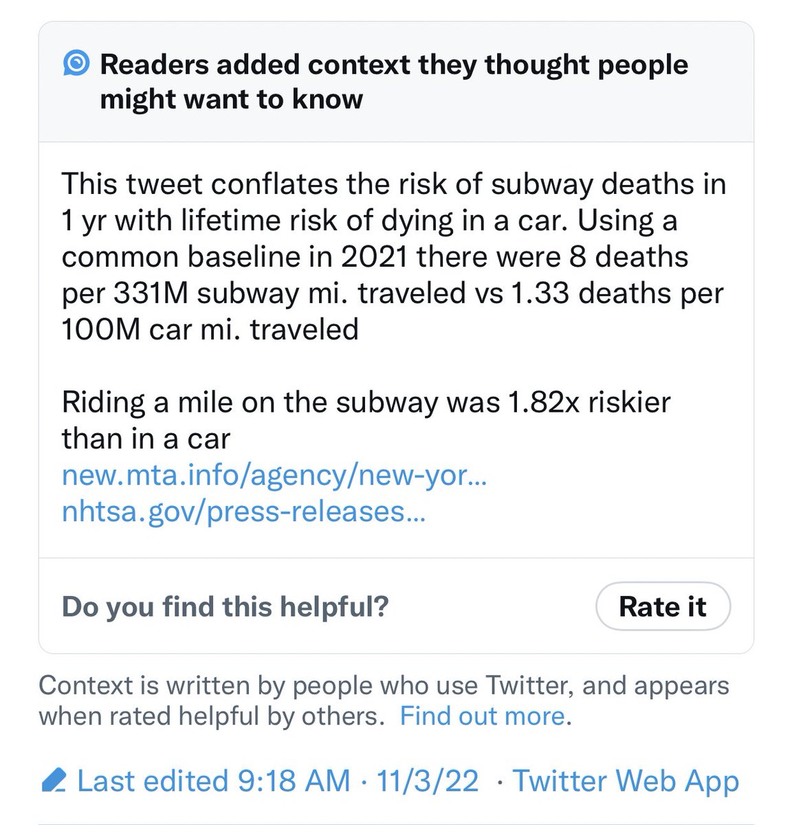 radleybalko's tweet image. Wow. This “context” is complete bullshit. My tweet was accurate. I *did* cite the annual risk of dying in a car. 

The lifetime risk is 1 in 101.