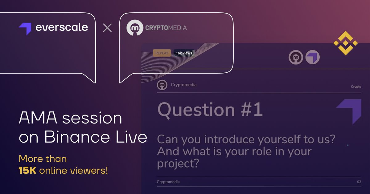 Everscale_net's tweet photo. Everscale x @Cryptomedia_id  AMA on @binance  
Live . There were more than 15k online viewers! 🚀

In case you missed it, watch the AMA using the following link: 🔽
https://t.co/fpqCiBeP5H

#Binance #CryptoMedia #AMA #Broxus https://t.co/jBt29r83r3