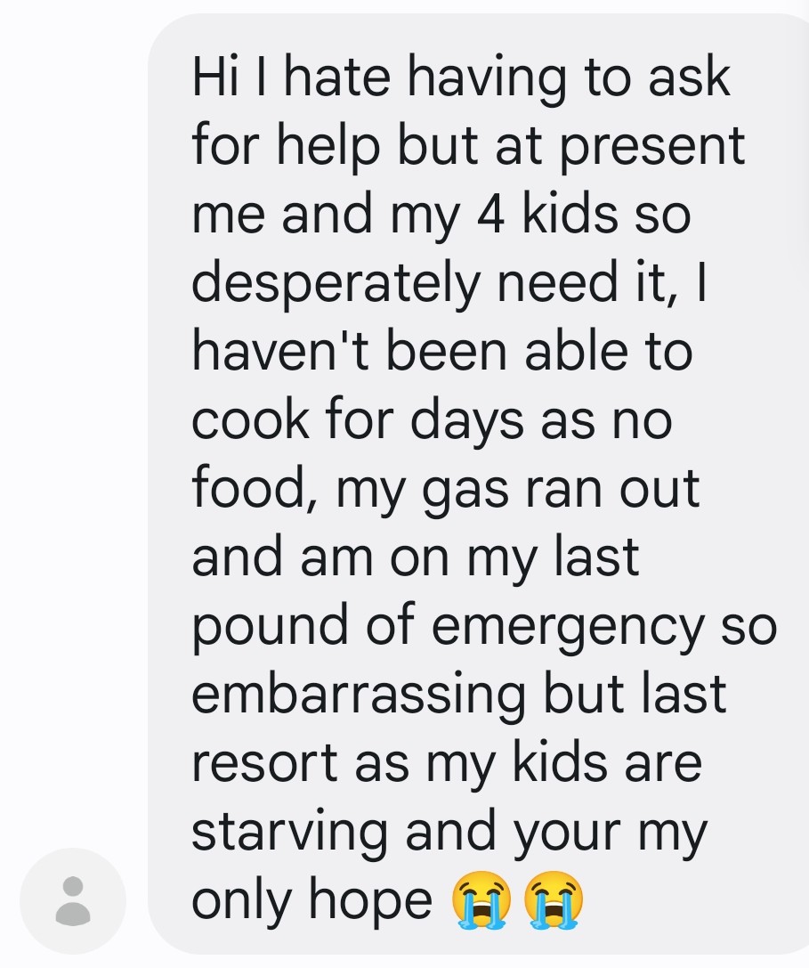 Went to visit this family this afternoon after i received this message, they are struggling very much, house is freezing there all very hungry its a single parent with 4 children, plz share need to get help for them today paypal.me/haltontoyappeal any help would be so grateful