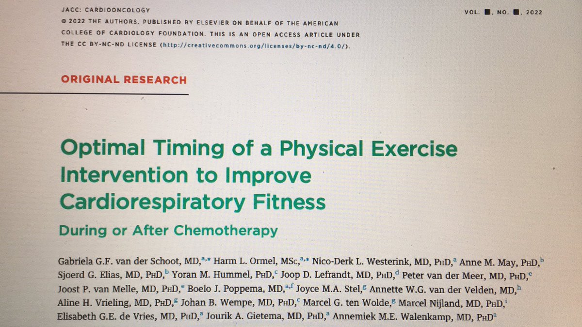 JfoschMur's tweet image. Pursuing exercise intervention programs during and after chemotherapy treatment to improve patients functional status in different and common cancer types. Randomized trial @JACCJournals Please, don’t delay it @ICOSociety @secardiologia @escardio @TeresaLpezFdez1 @ContraCancerEs