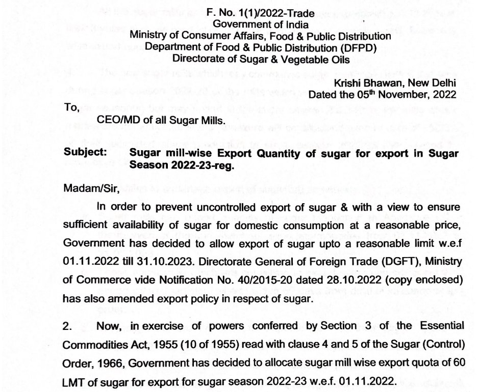 #India 🇮🇳

🆕⚡️ Breaking News  ⚡️🆕

India sets sugar mill exports for the sugar season 2022-23 at 6 million metric tonnes.

#sugar #indiansugar #sugarexports