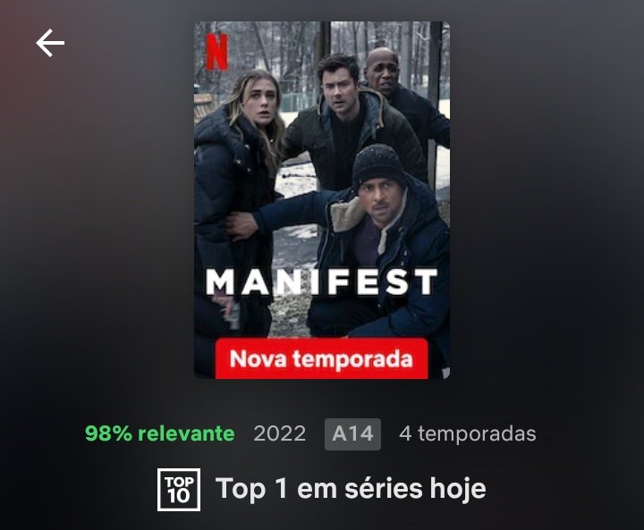 BiaHutche1's tweet photo. MANIFEST ESTÁ NO TOP 1 DE SÉRIES NO BRASIL! SUCESSO
#Manifest https://t.co/dpigUYTLGX