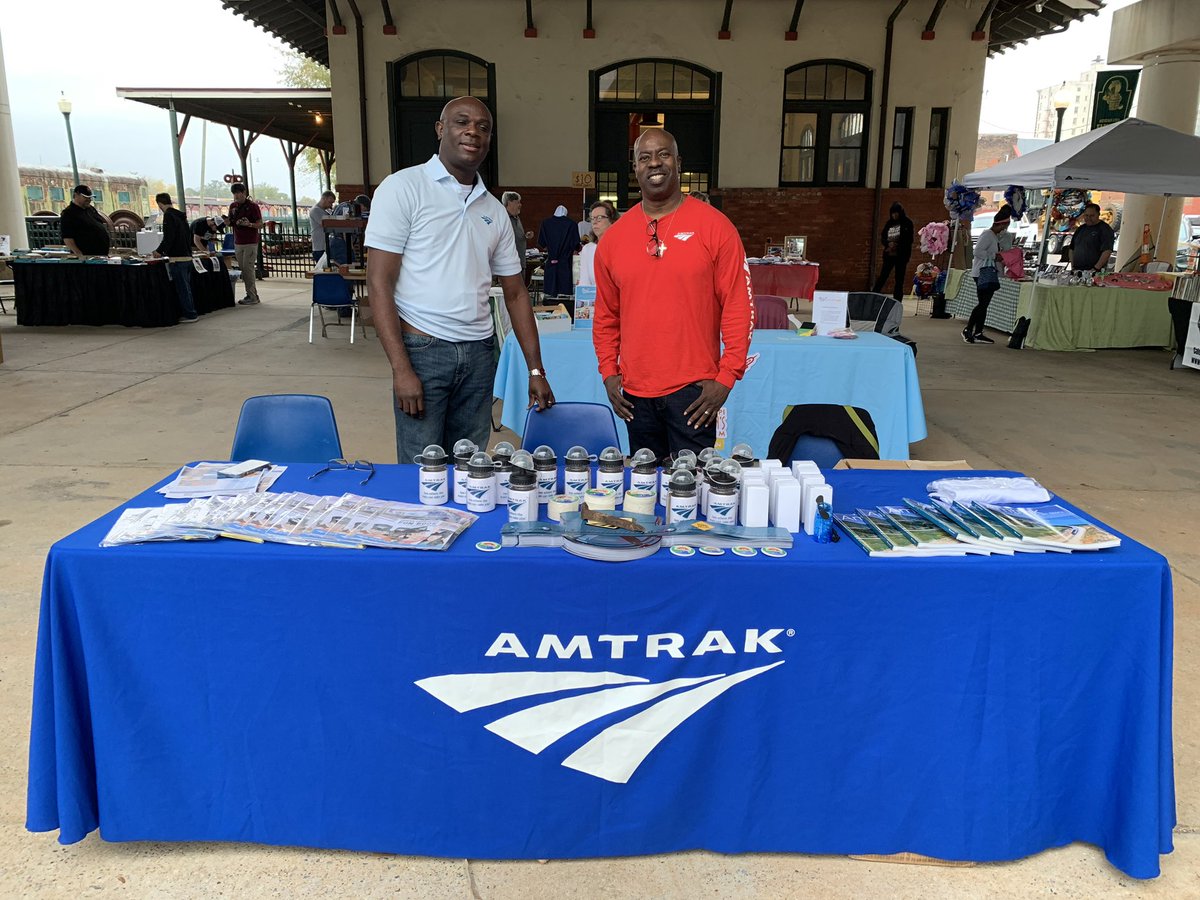 Danelle1978's tweet photo. A little rain won’t stop our fun. Come visit @Amtrak at the #Meridian Railfest! https://t.co/zyc7PdtUre