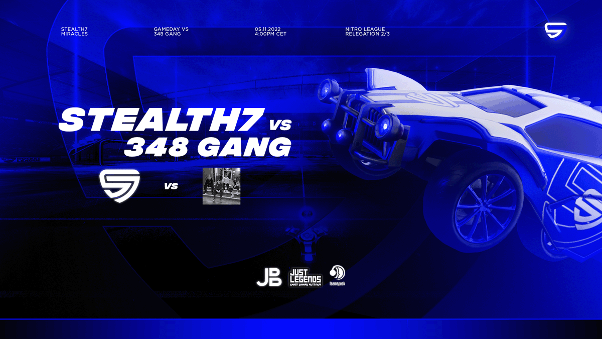 Stealth7eSports's tweet photo. #MATCHDAY

Today 4:00PM CET, Relegation 2/3
Stealth7 Miracles vs #348Gang

Roster:
🇩🇪@benikiller2
🇩🇪@prownzyyy
🇩🇪@DiZzyy_rl

🇩🇪@LeguanGER (M)
🇩🇪@rxy_rl (C)

#S7348 #S7 #S7fam #RocketLeague https://t.co/pKIN469qnl