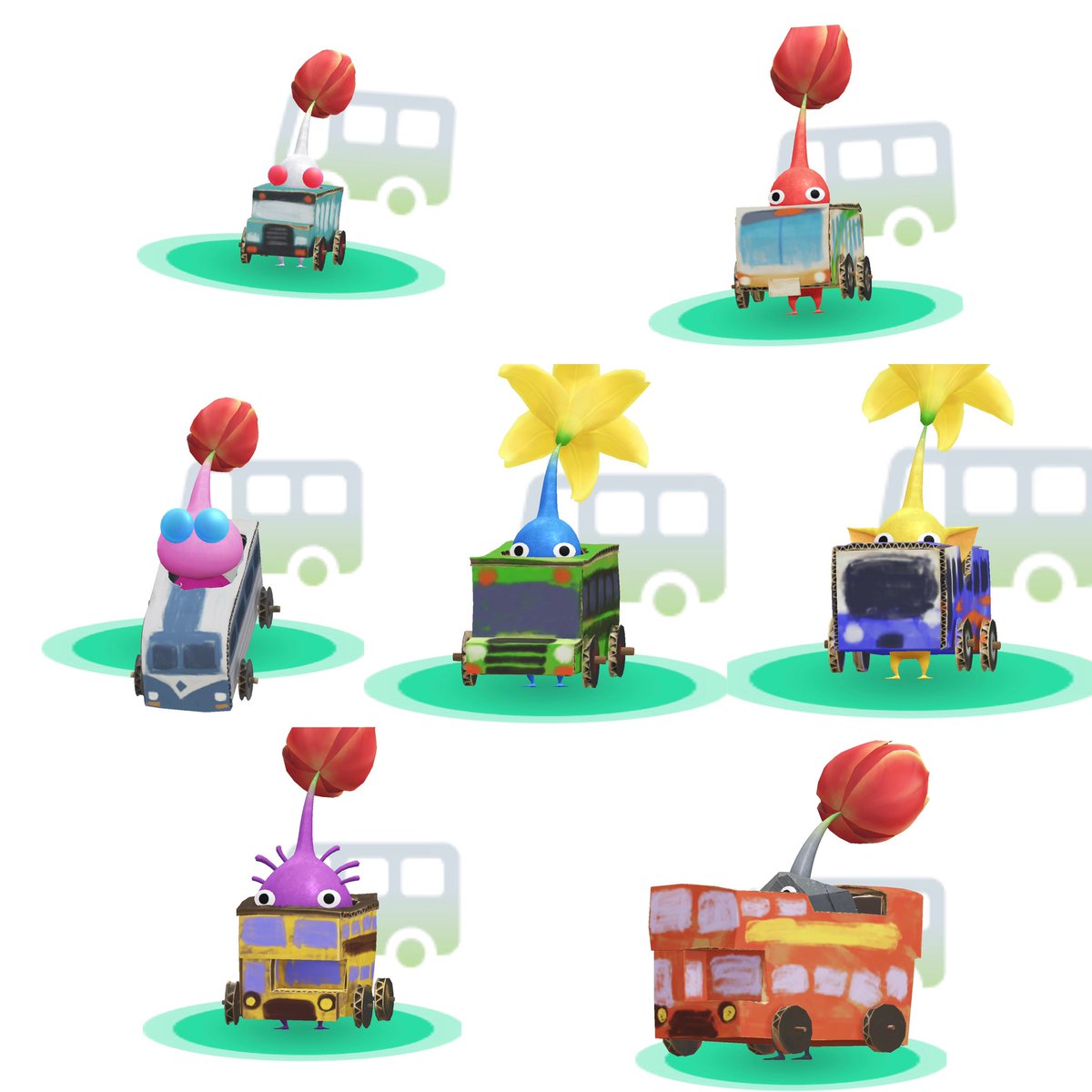 BlueSR400's tweet image. ＃ピクミンブルーム
『花札』『ハロウィン』『1周年』とそれぞれで忙しかったのと探知機の反応するバス停が近所に無くて大苦戦してたんだが、ローソン巡りの最中  幸運にも1択ポイントを見つける事が出来、本日7種類デコをまといコンプリート完了💜🖤💖❤️💙💛