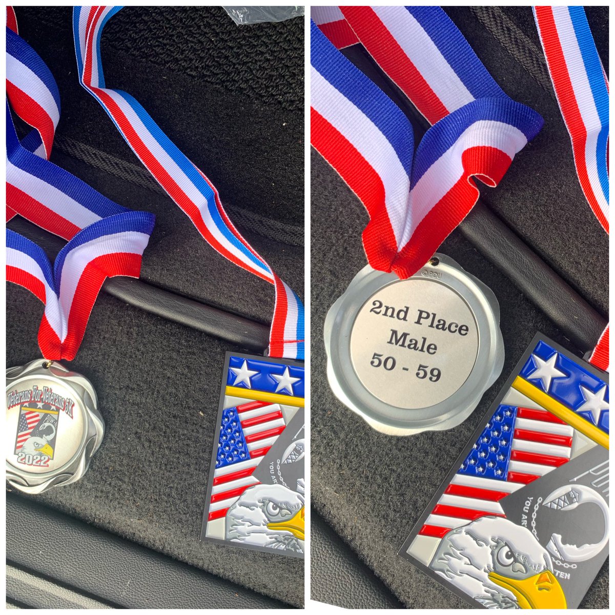 Completed the Warrior Run this morning with 2nd place in my AG.  My sister joined me this morning and it was for a great cause. #vetshelpingvets.  #healthybodyhealthymind #veteransuicideprevention #runningismytherapy #finishedwithaheartbeat #trailroadwherever #orangemudambassador