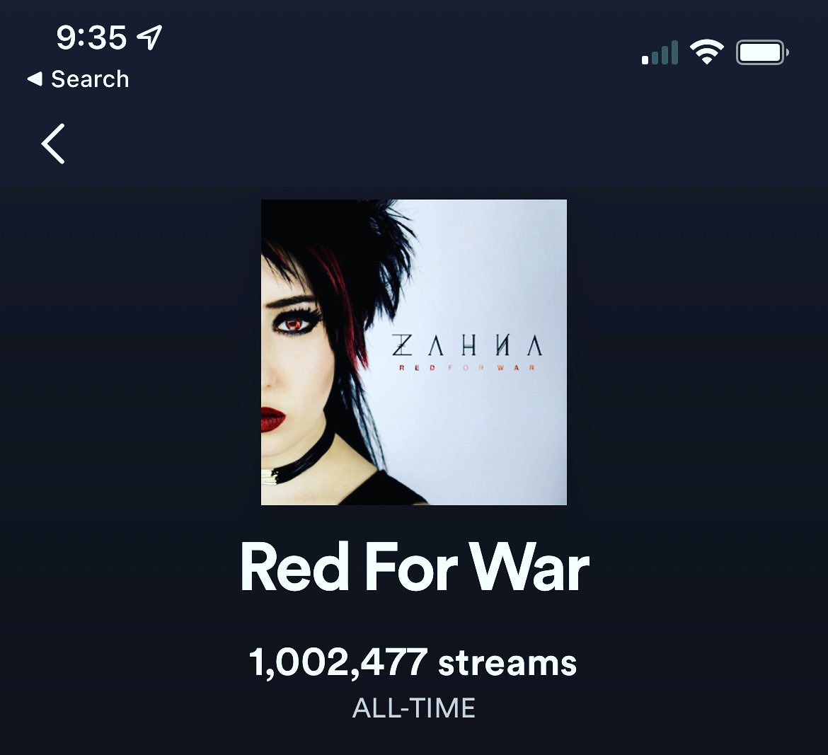 zahnaofficial's tweet photo. Thanks for a million #Spotify streams ๐
#redforwar #๐ #zahna https://t.co/j6EXhVWREz