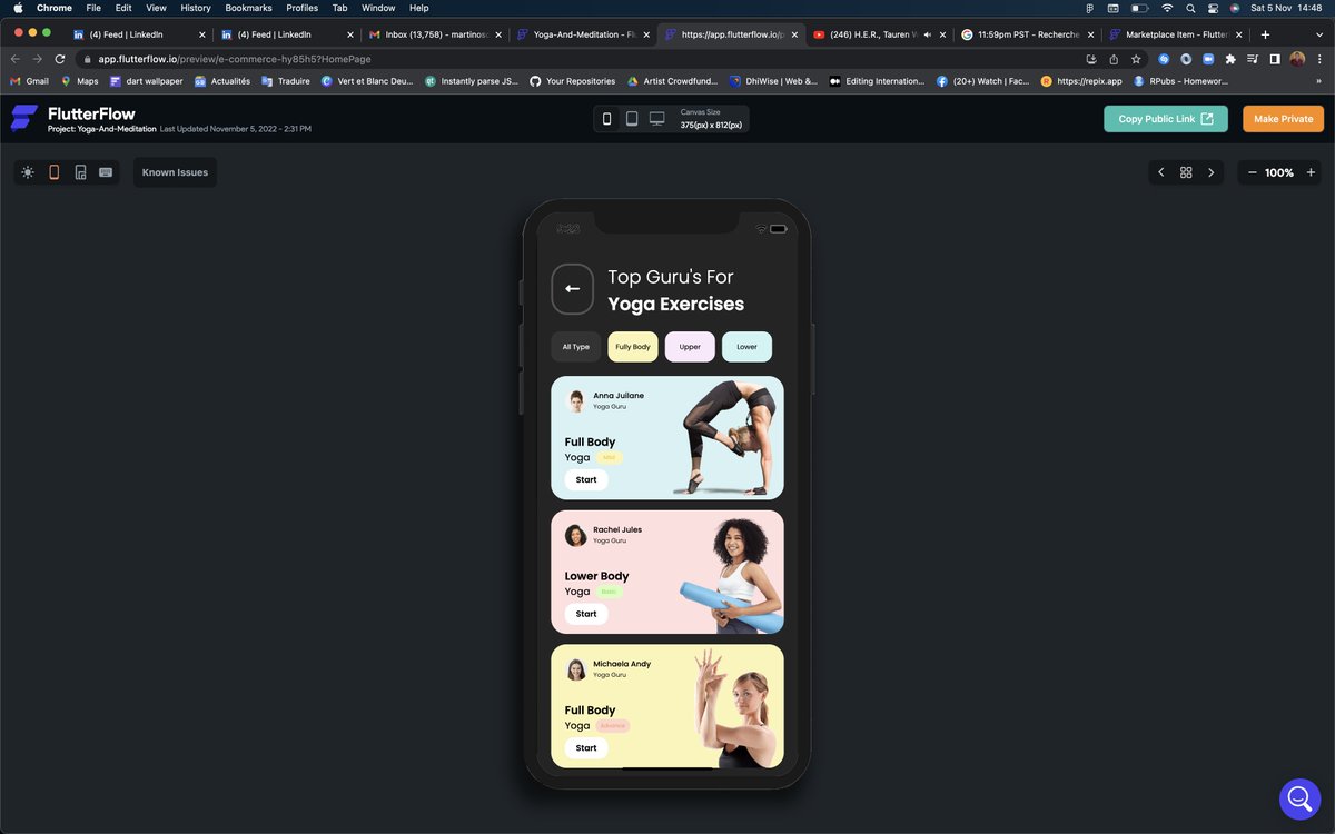 martinoyovo's tweet image. 🤩 Rate my first #experience with @flutterflow !
I've designed a yoga and meditation app with FlutterFlow and it was very simple to use.
Link: lnkd.in/eSG_4eYB
#flutterflowturns2 #flutter #nocode #nocodeplatform @nlycskn @sbis04 @design_nocodeio @imthepk