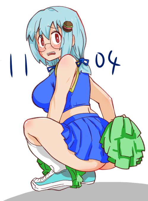 #いいおしりの日 
遅刻だし全然納得してないけど真面目だからやってくれるチア真面目バーガーちゃん。 