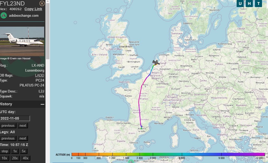 ShellJet's tweet photo. Two of the private jets being blocked on the runway at Schiphol by climate activists today. One flew from Andorra airport in Catalonia to Schiphol this morning, the other has been very busy flying Warsaw -Paris-Copenhagen-London-Amsterdam in last 2 days. https://t.co/L5M5oBz0Ck